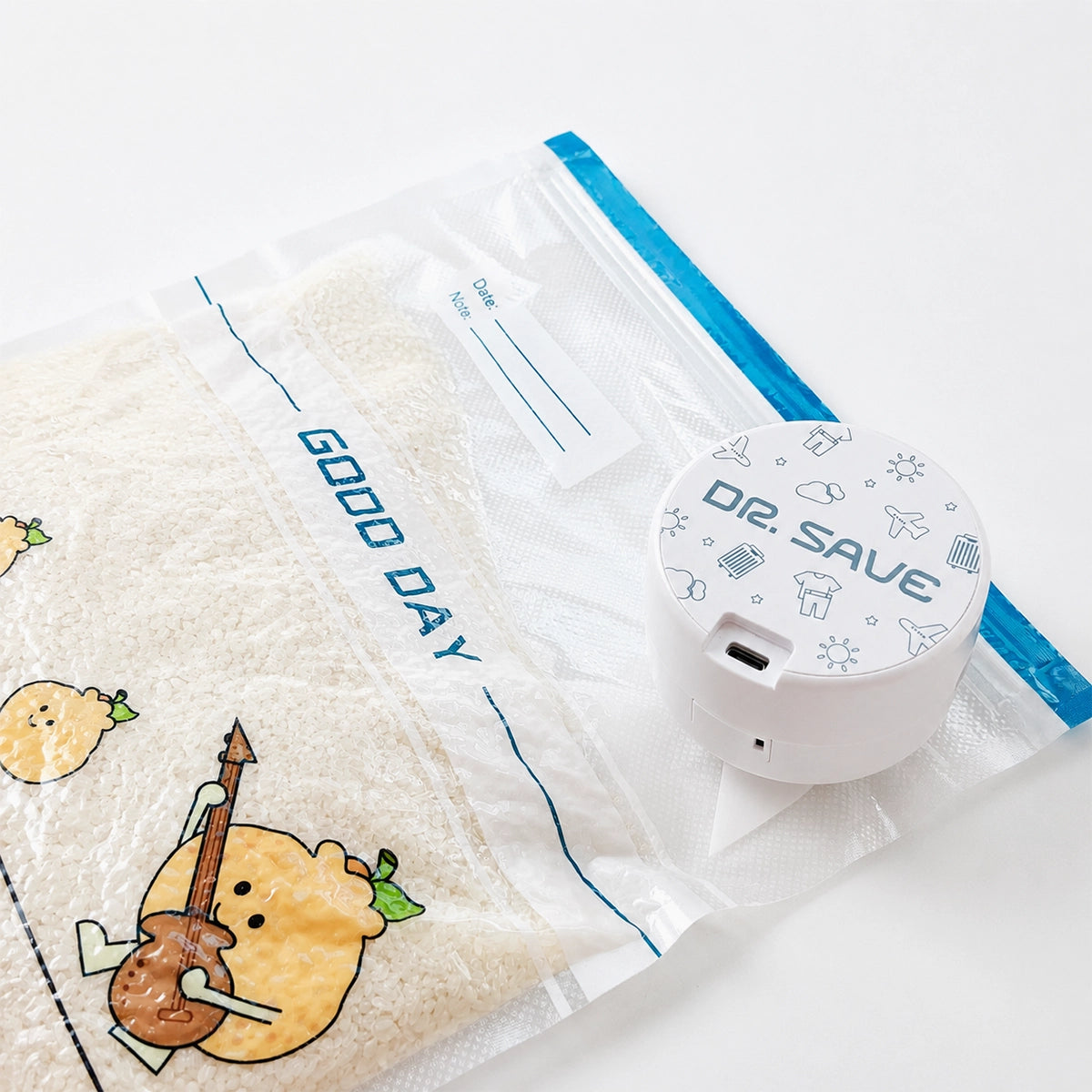 DR. SAVE DUO used with a reusable food vacuum bag